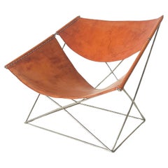 1963 Cognac Pierre Paulin Butterfly Lounge Chair F675 Artifort Netherlands