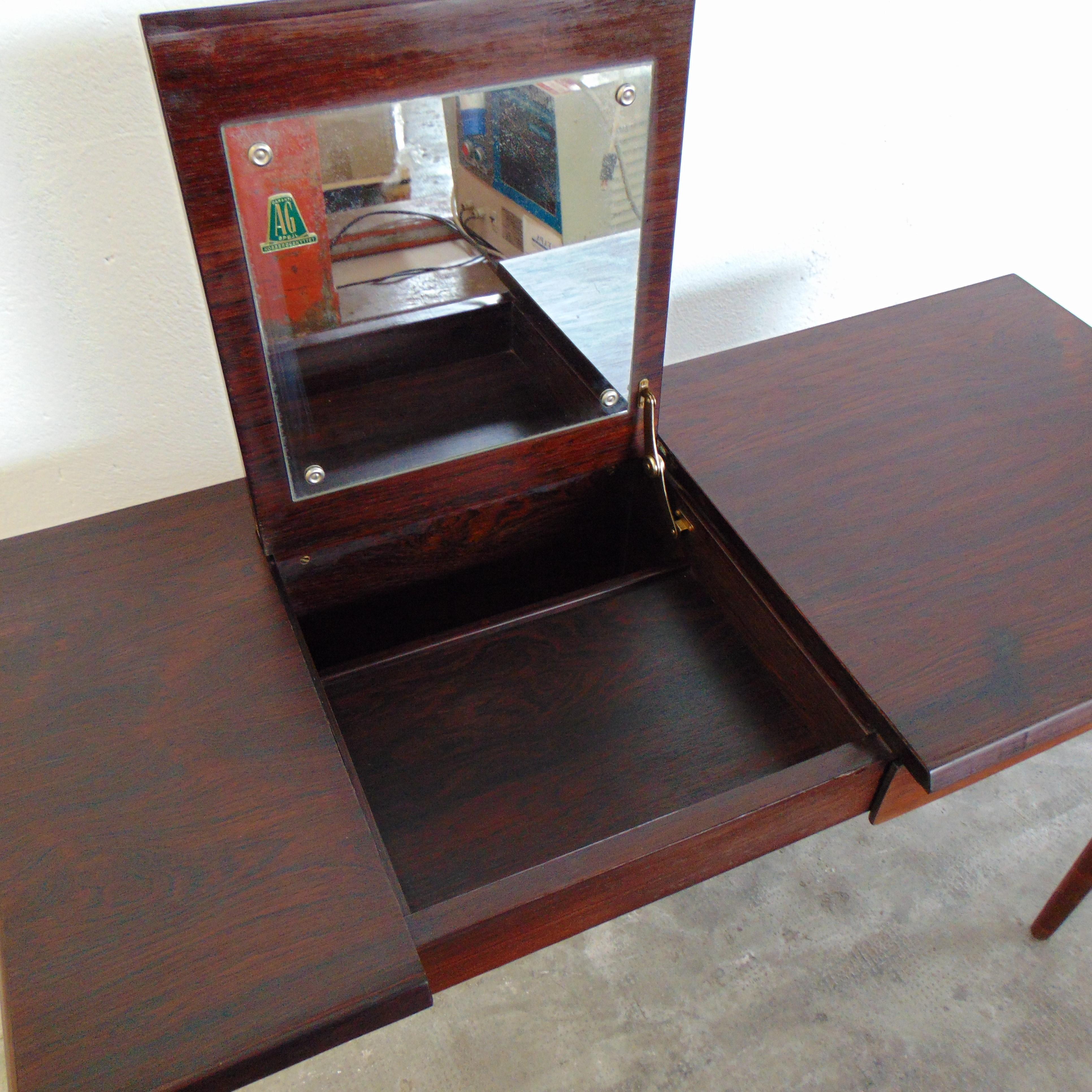 1963 Danish Writing Desk and Mirrored Vanity, Wood, Oestergaard For Sale 3