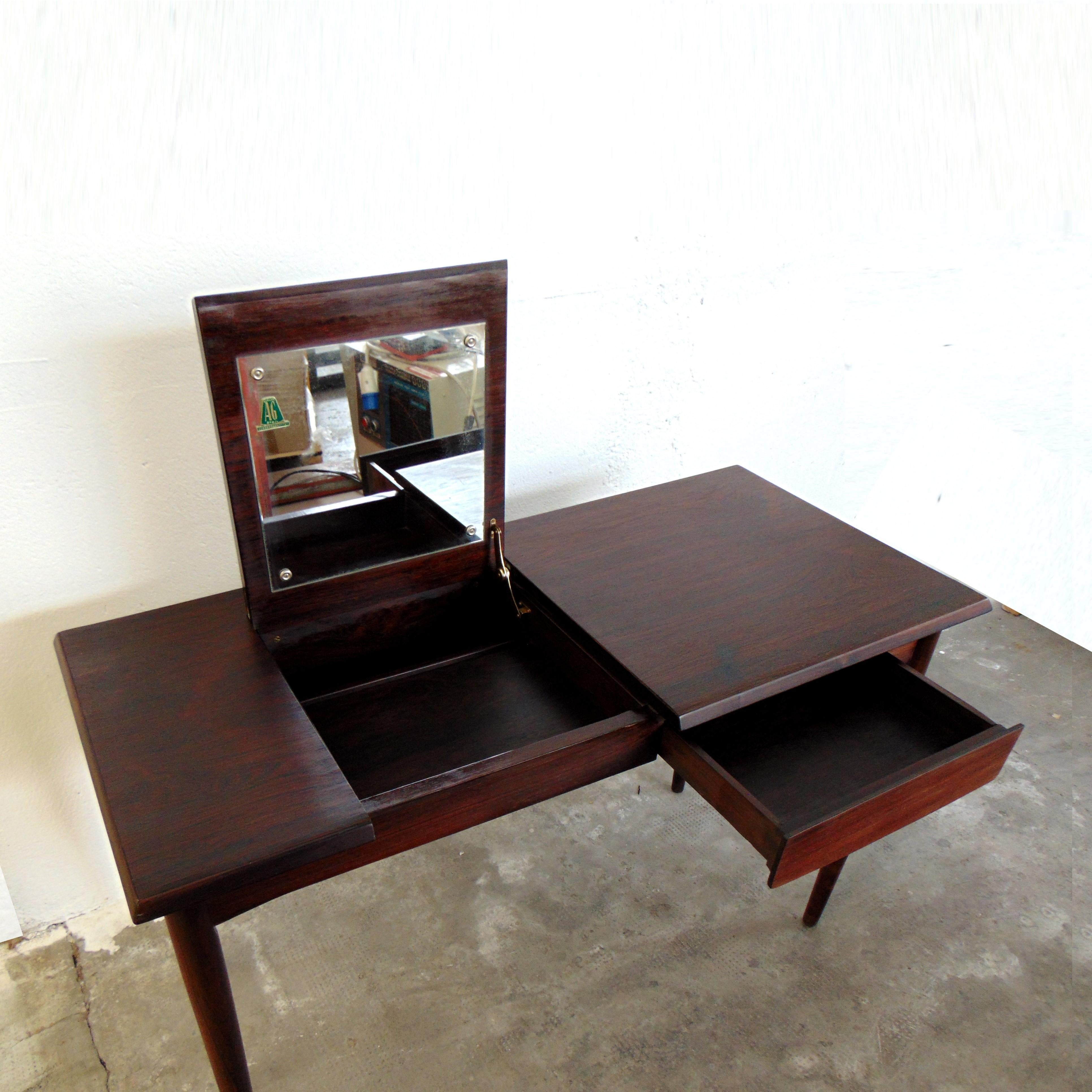 1963 Danish Writing Desk and Mirrored Vanity, Wood, Oestergaard For Sale 6