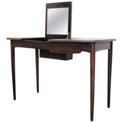 Antique 1963 Danish Writing Desk and Mirrored Vanity, Wood, Oestergaard