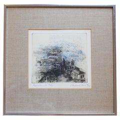 1963 Etching Intaglio Print "Rivertown III" by Andrew Rush