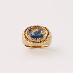 1963 Georges Braque Blue Enamel 18 Karat Gold 'Procris' Ring