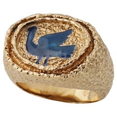 1963 Georges Braque Blue Enamel 18 Karat Gold 'Procris' Ring