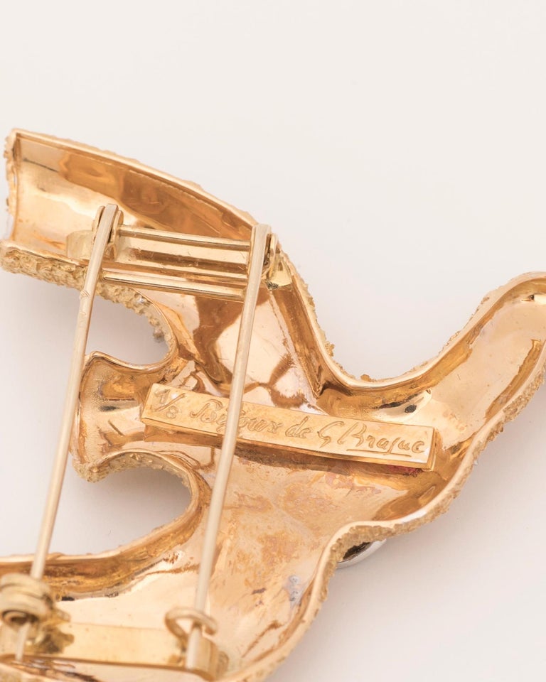 Modern 1963 Georges Braque Cut Diamond Gold Tereus Brooch For Sale