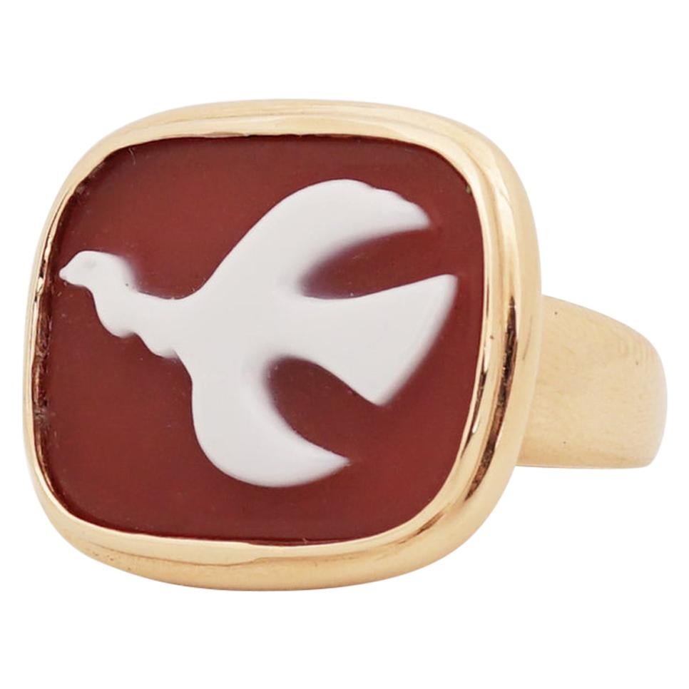1963 Georges Braque Gold and Cornelian Mounichos Cameo Ring For Sale