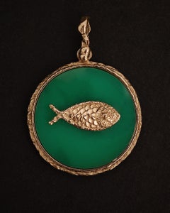 1963, Georges Braque "Idothee" 18K Gold and Chrysoprase Pendant