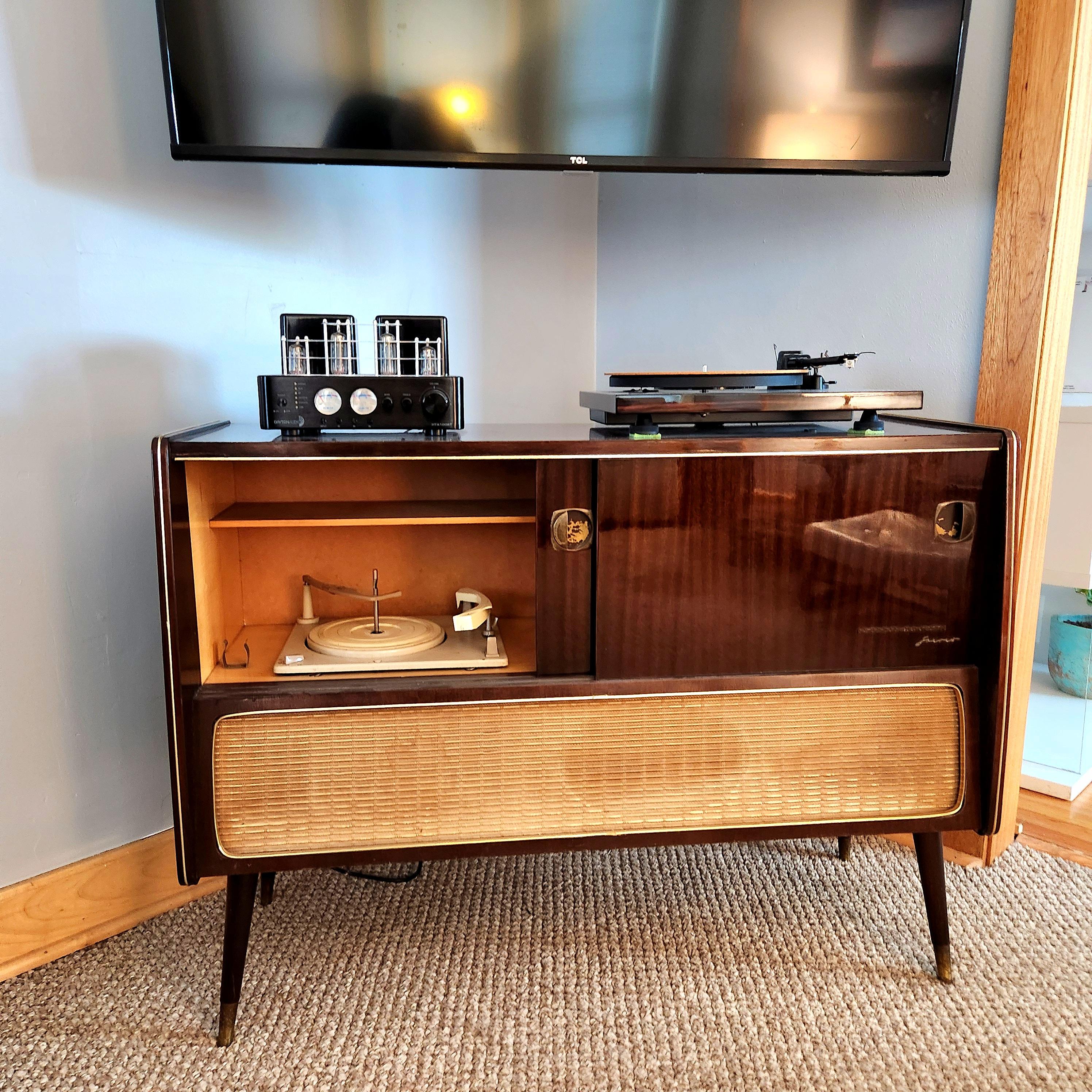 Woodwork 1963 Grundig Mid Century Modern Espresso stereo console record player