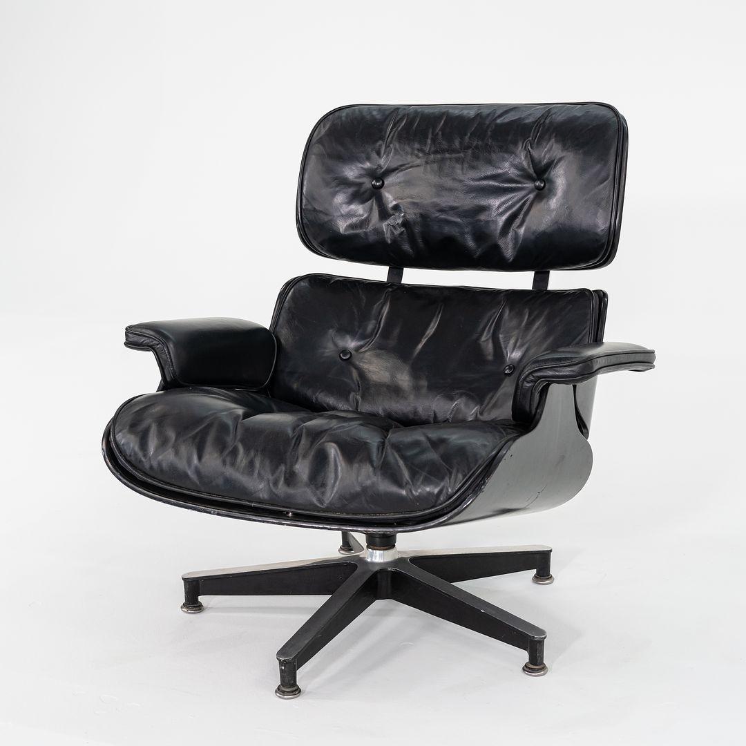 1963 Herman Miller Eames Lounge Chair and Ottoman in Wood w/ Leather Upholstery 2