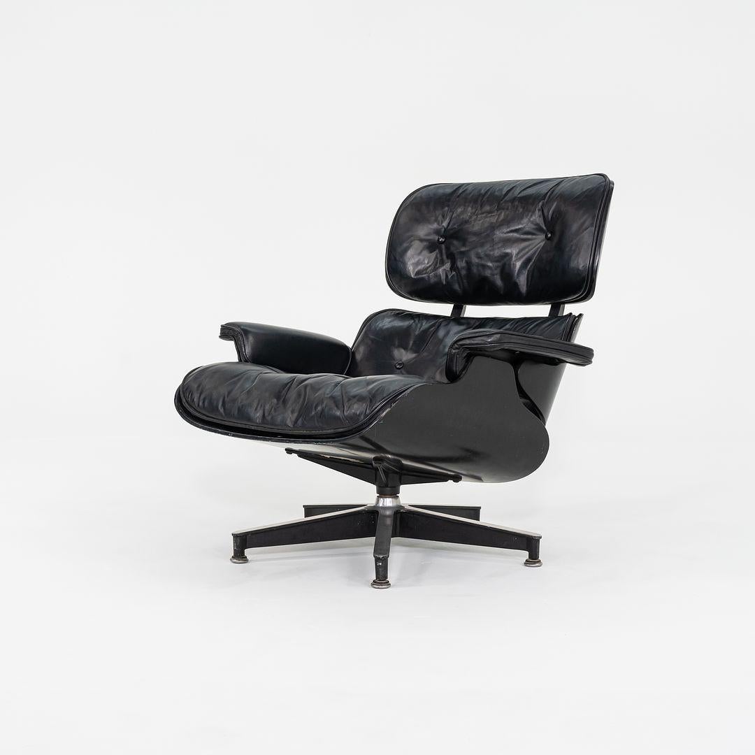 Modern 1963 Herman Miller Eames Lounge Chair and Ottoman in Wood w/ Leather Upholstery