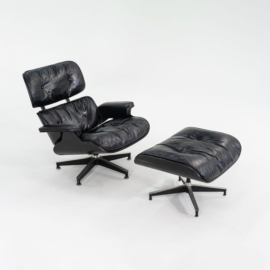 1963 Herman Miller Eames Lounge Chair and Ottoman in Wood w/ Leather Upholstery 1