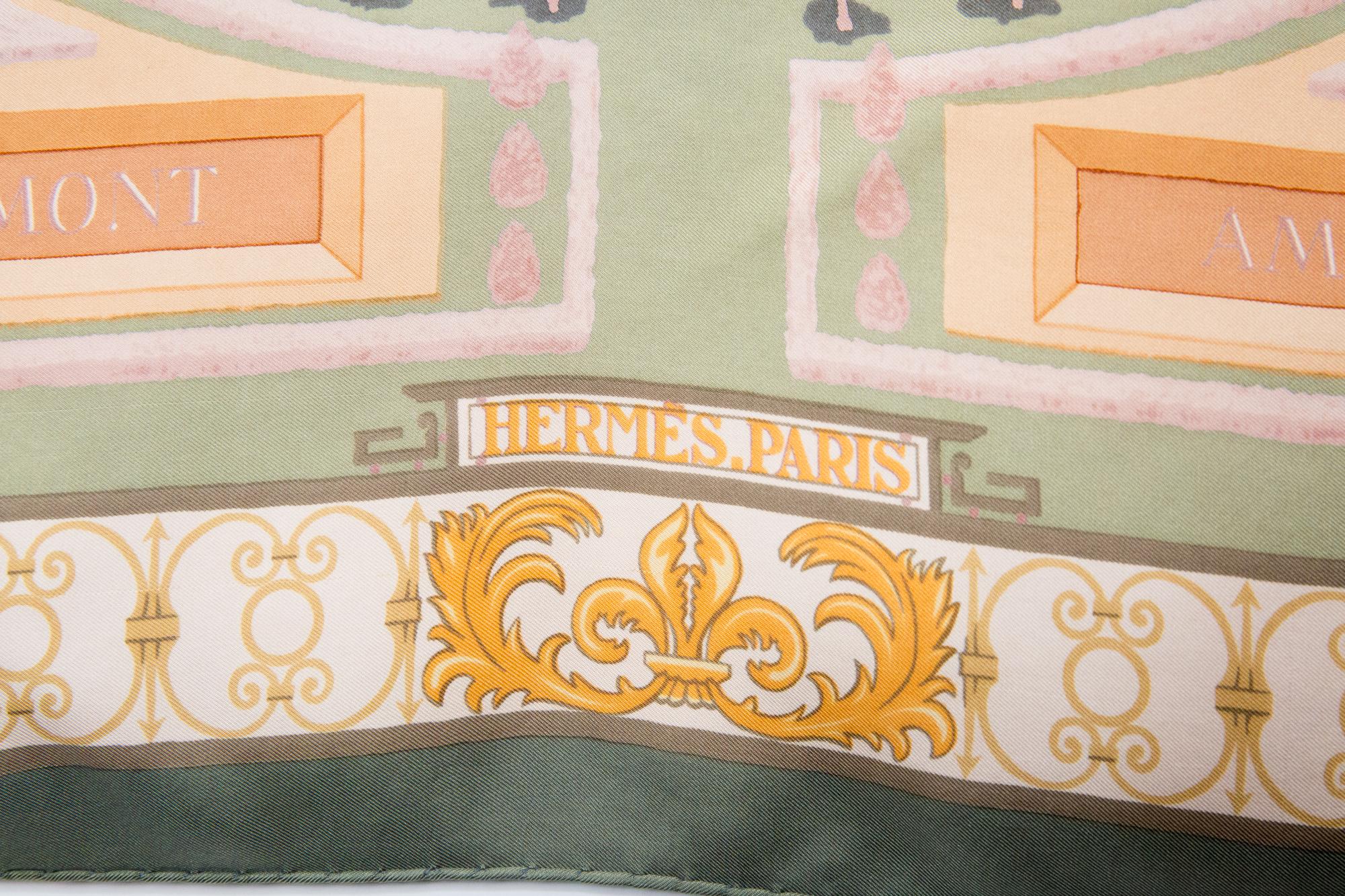 1963 Hermes Chateaux Jardins by Christiane Vauzelle Silk Scarf 1