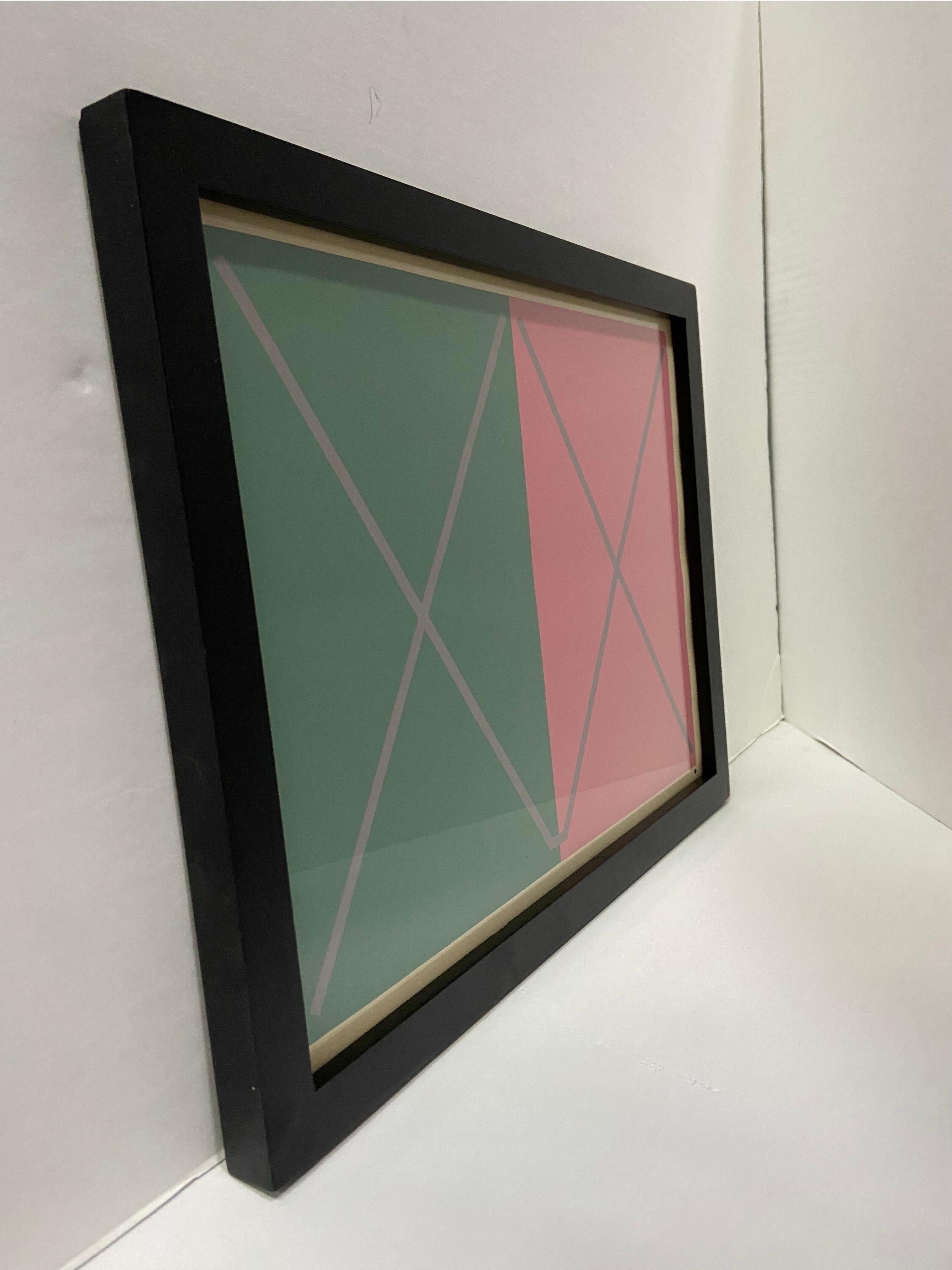 A vintage circa 1963 silkscreen serigraph print from the Interaction of Color by Joseph Albers. This print was part of promotional material sent to prospective clients to purchase the book. This print is from Folder VI-3. This print measures