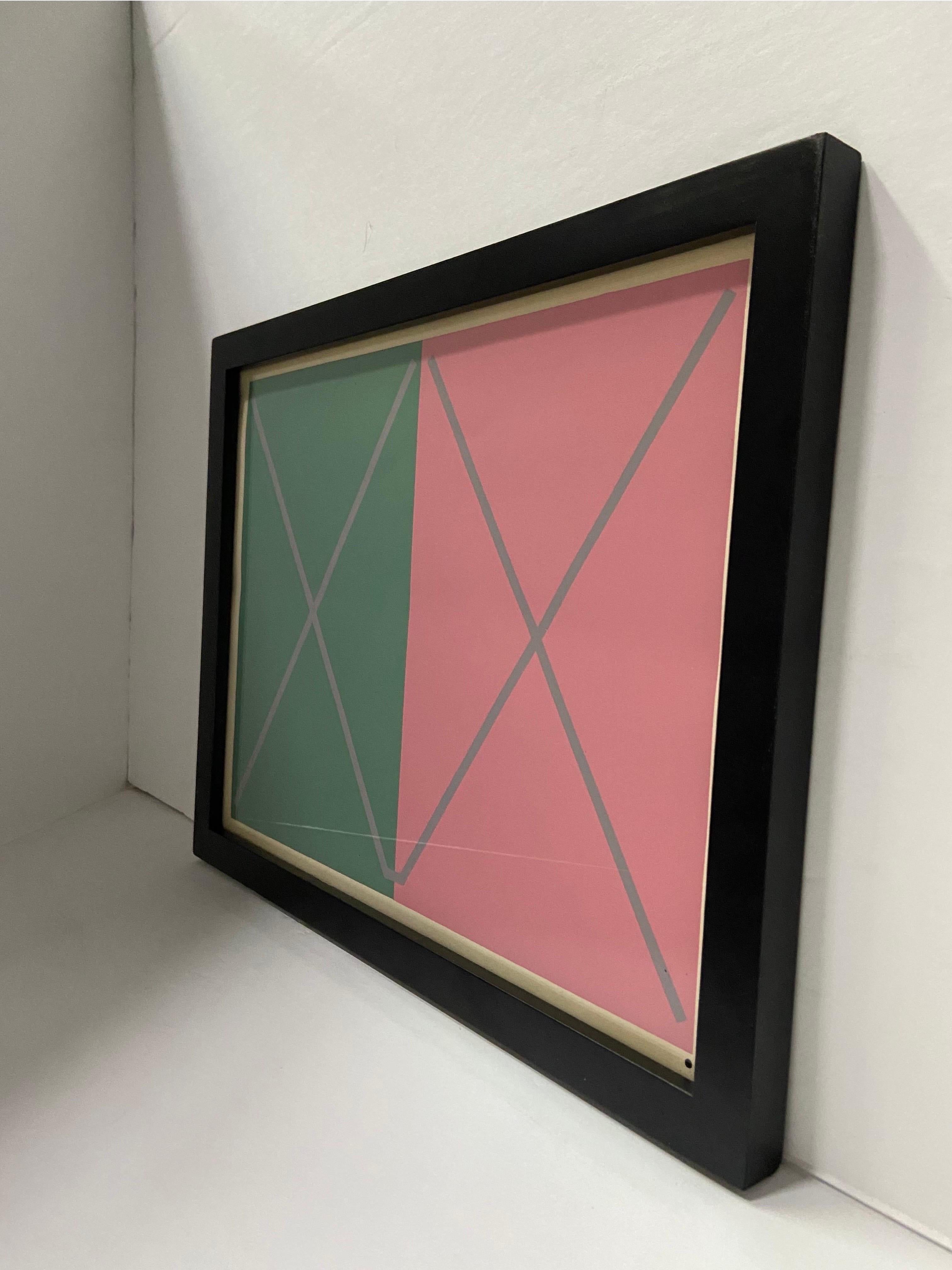 Mid-Century Modern 1963 Josef Albers Interaction of Color Silkscreen Serigraph Print, Framed
