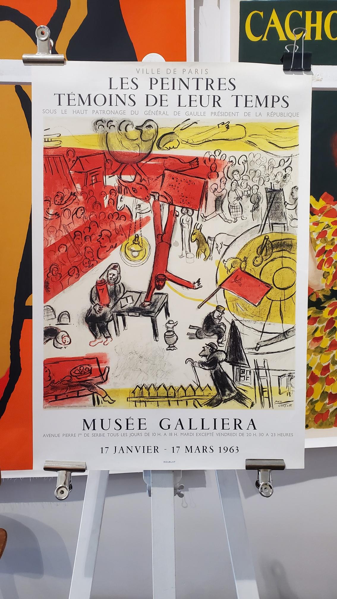 1963, 'La Revolution' MARC CHAGALL original exhibition poster.

This poster is in good condition, the poster is consistent with age, the colours are vibrant. 

ARTIST 
Marc Chagall

CONDITION 
Excellent

DIMENSIONS 
78 x 56 cm

YEAR