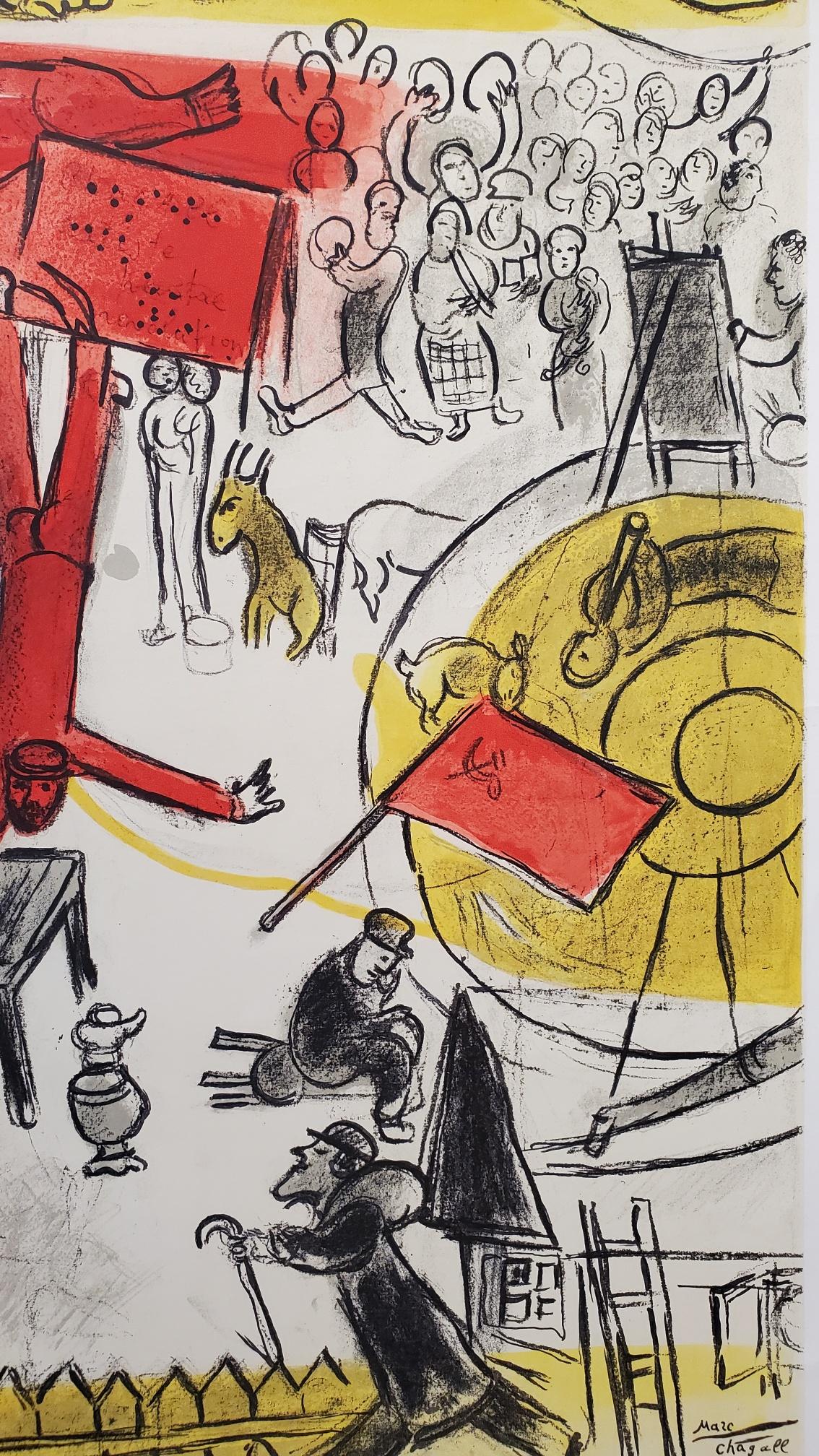 Mid-Century Modern 1963, 'La Revolution' Marc Chagall Original French Exhibition Poster For Sale