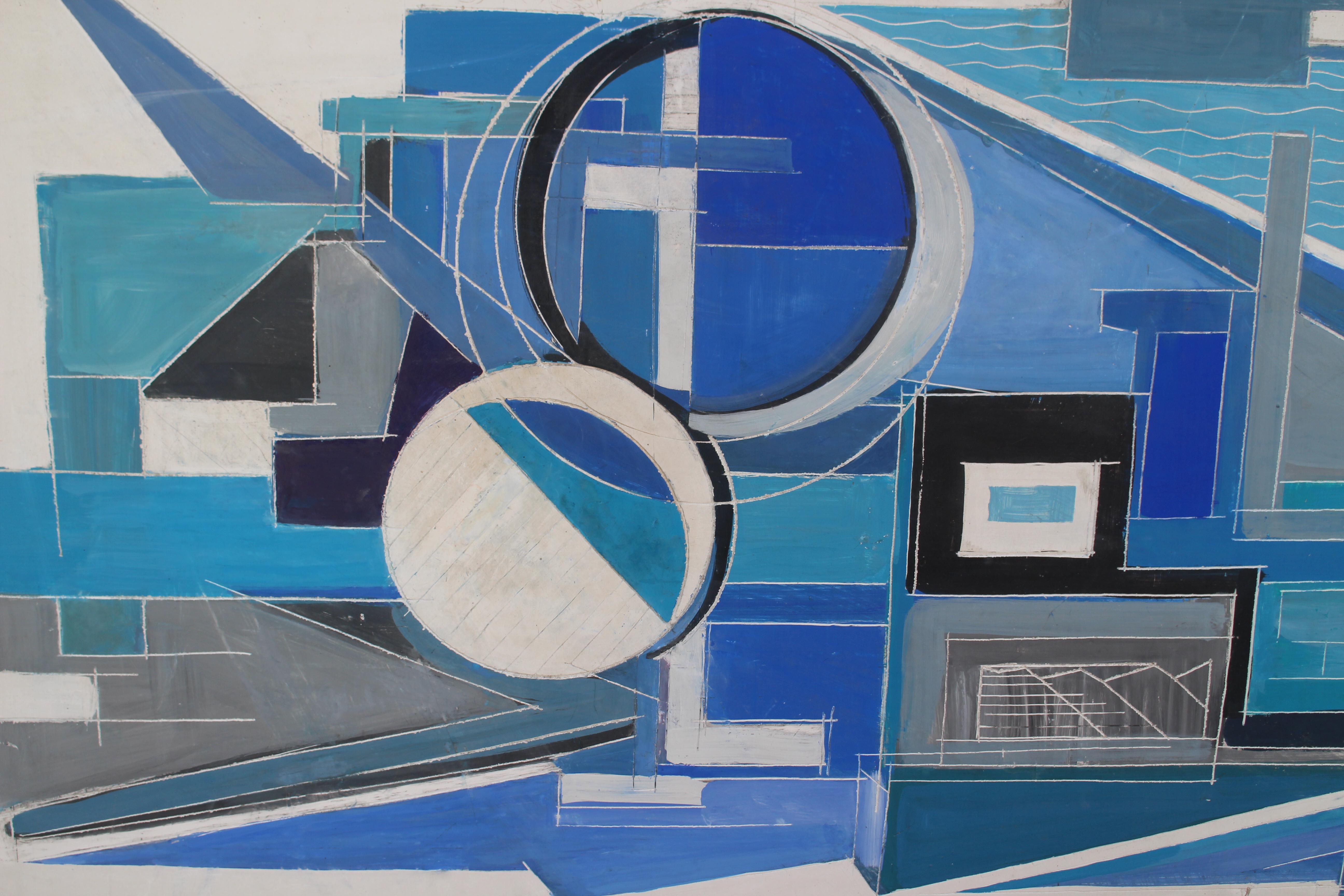 1963, Gran pintura francesa sobre yeso Moderno de mediados de siglo en venta