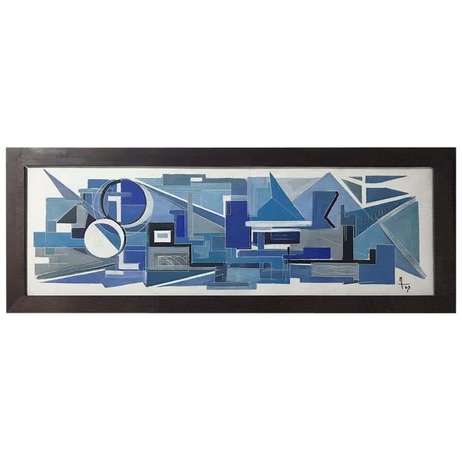 1963, Large French Painting on Plaster For Sale