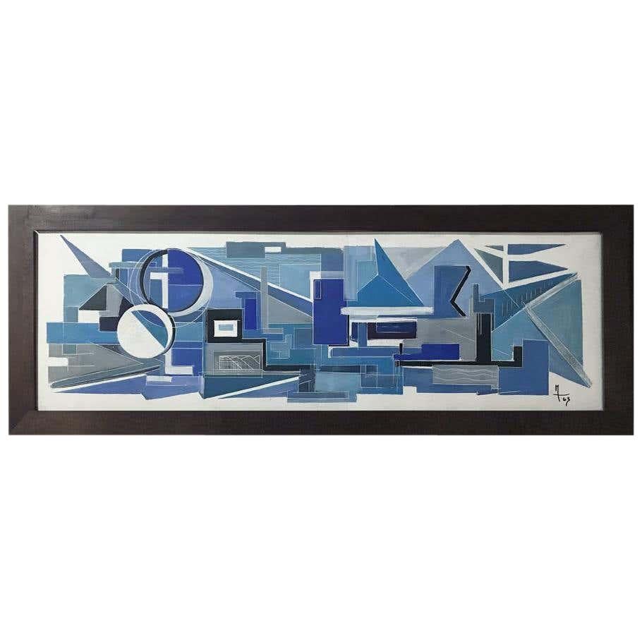 1963, Large French Painting on Plaster