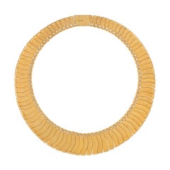 Retro Circa 1960 Nordic Scandinavian Modernist Yellow Gold Collar Necklace 