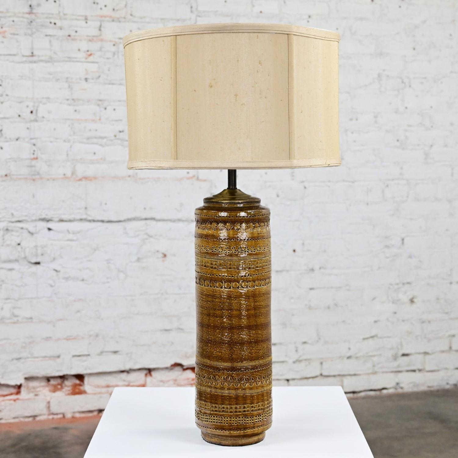 Mid-Century moderno 1963 Lampada da tavolo in ceramica italiana MCM di Aldo Londi per Bitossi a Rimini Ambra in vendita