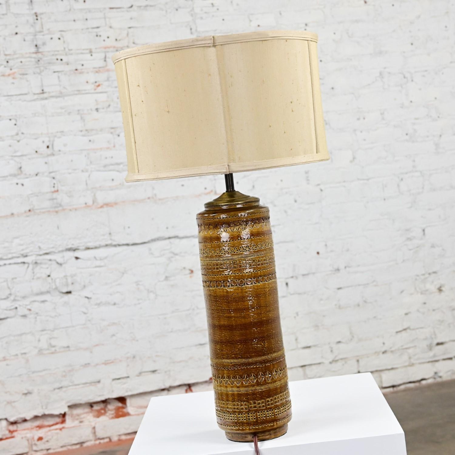 1963 Lampada da tavolo in ceramica italiana MCM di Aldo Londi per Bitossi a Rimini Ambra In condizioni buone in vendita a Topeka, KS