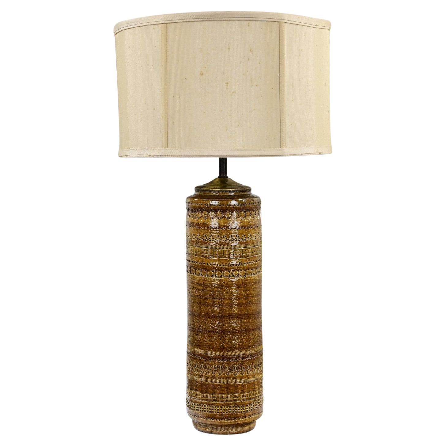 1963 Lampada da tavolo in ceramica italiana MCM di Aldo Londi per Bitossi a Rimini Ambra