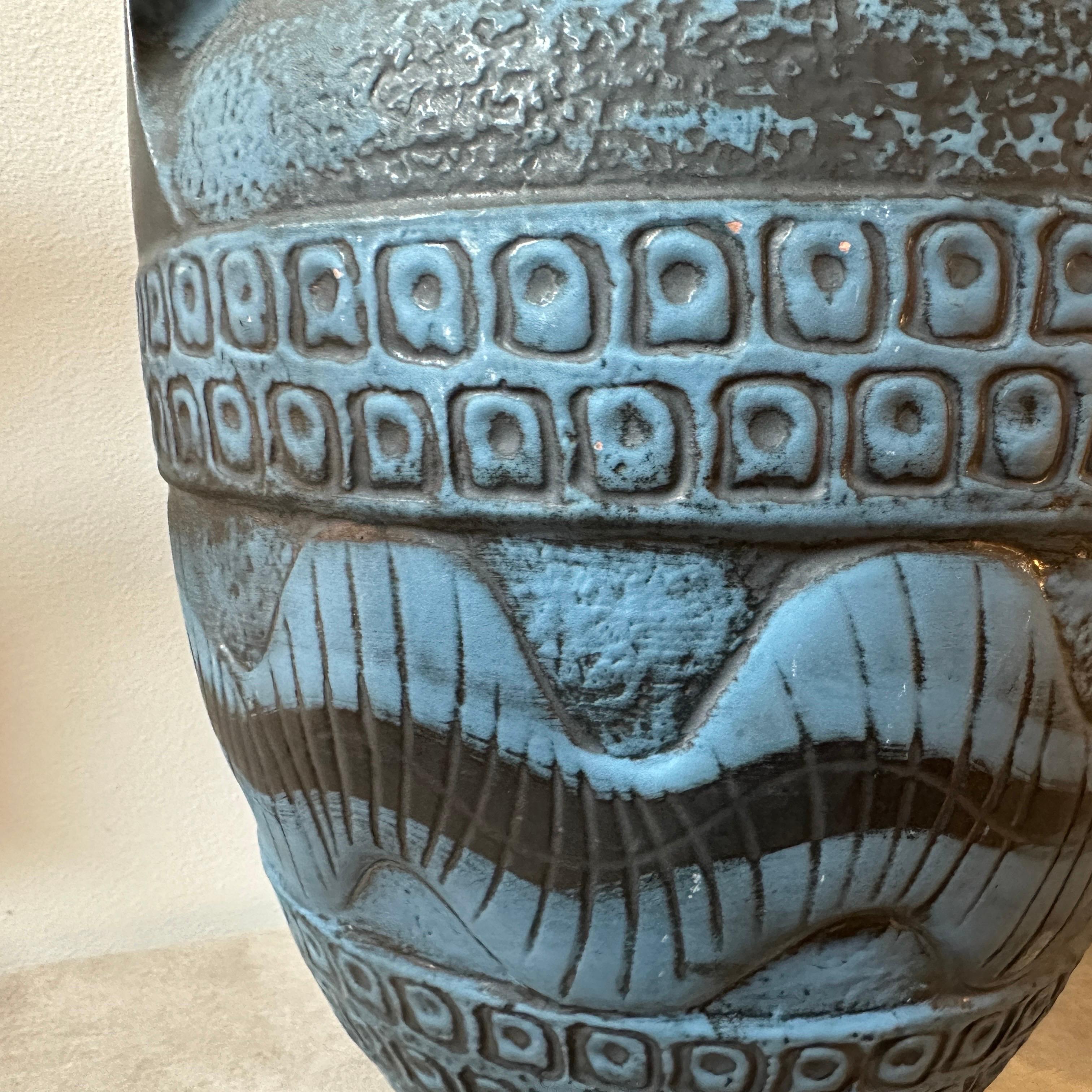 1963 Modernist  Blue and Gray Ceramic German Vase by Carstens Tonnieshof In Good Condition For Sale In Aci Castello, IT