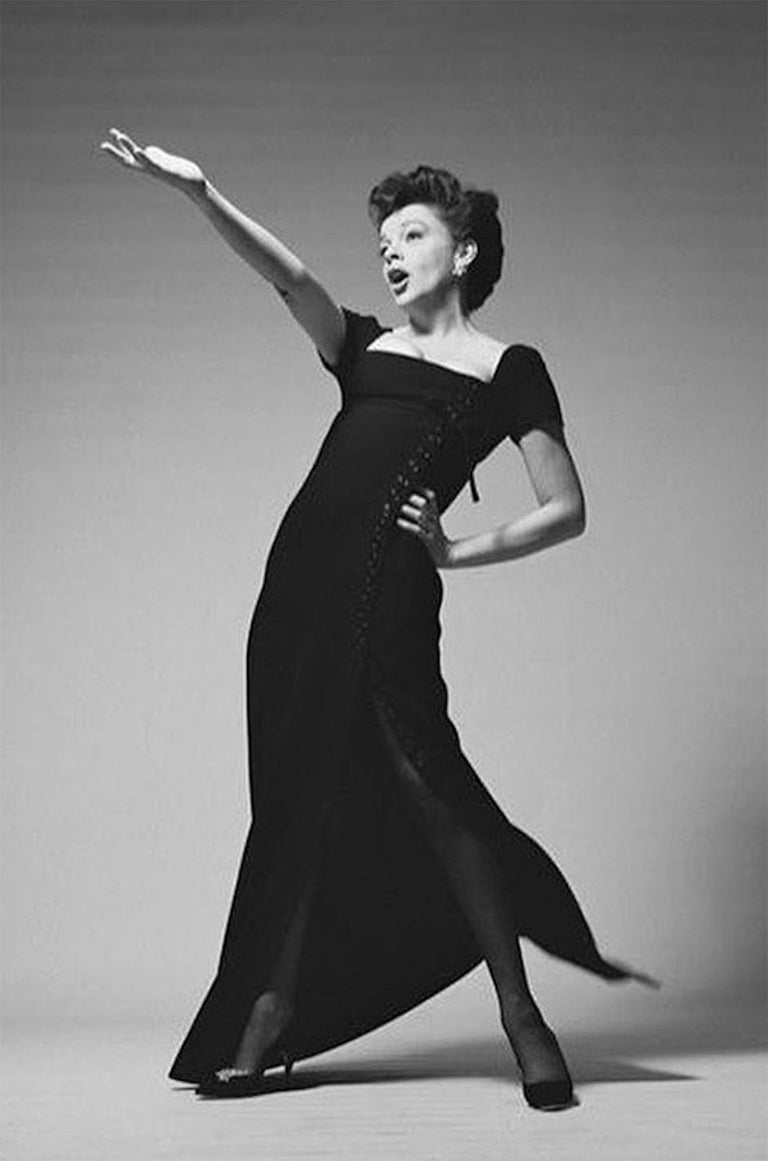 1963 Norman Norell Judy Garland Black Crepe Sheath Button Dress For
