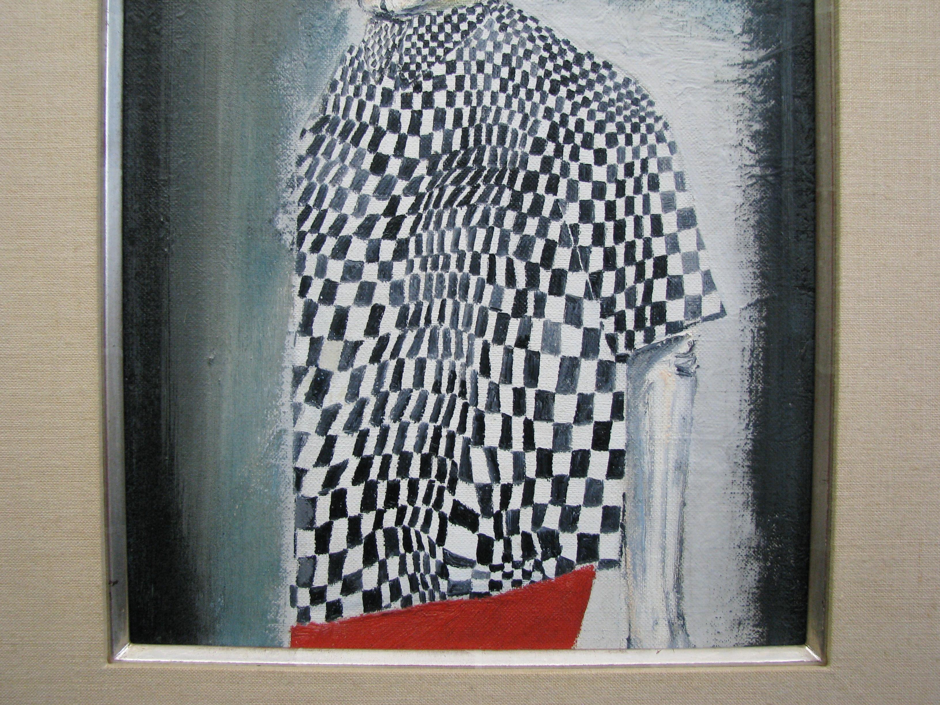 Painted 1963 Oil on Canvas by Bruno Caruso, 'Study of a Man in New York' For Sale