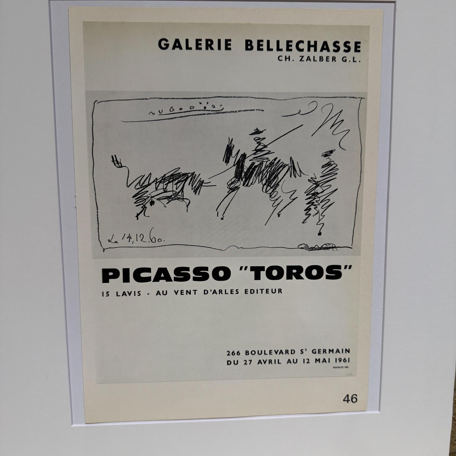 1961 Galerie Bellechasse Picasso Toros Linolschnitt Plakat
16 x 20 Kunst 9,25 x 11,5
Originaler unrestaurierter Vintage-Zustand
Siehe die aufgeführten Bilder