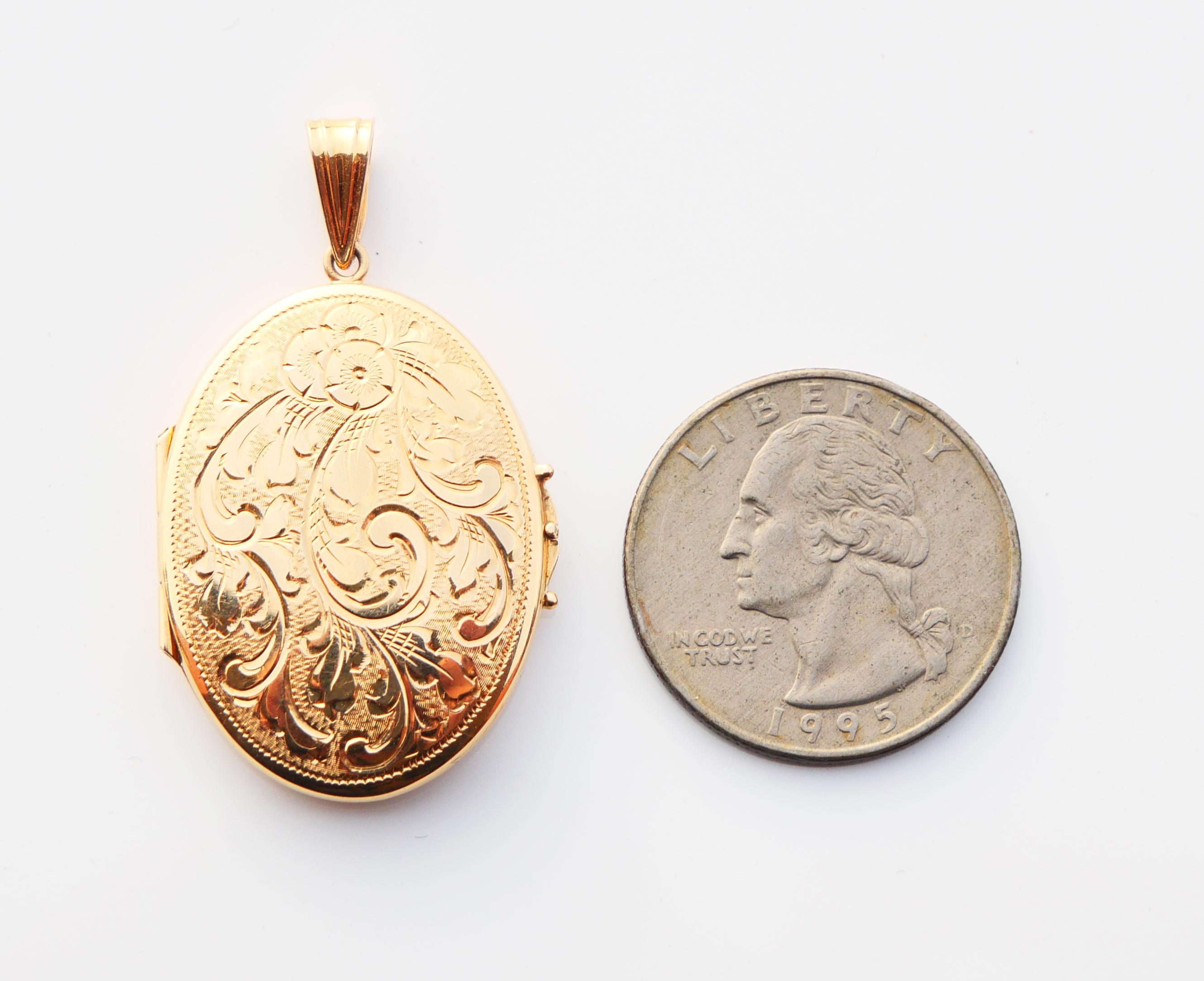 1963 Pendentif Picture Locket or jaune 18K massif / 6.75 gr en vente 6