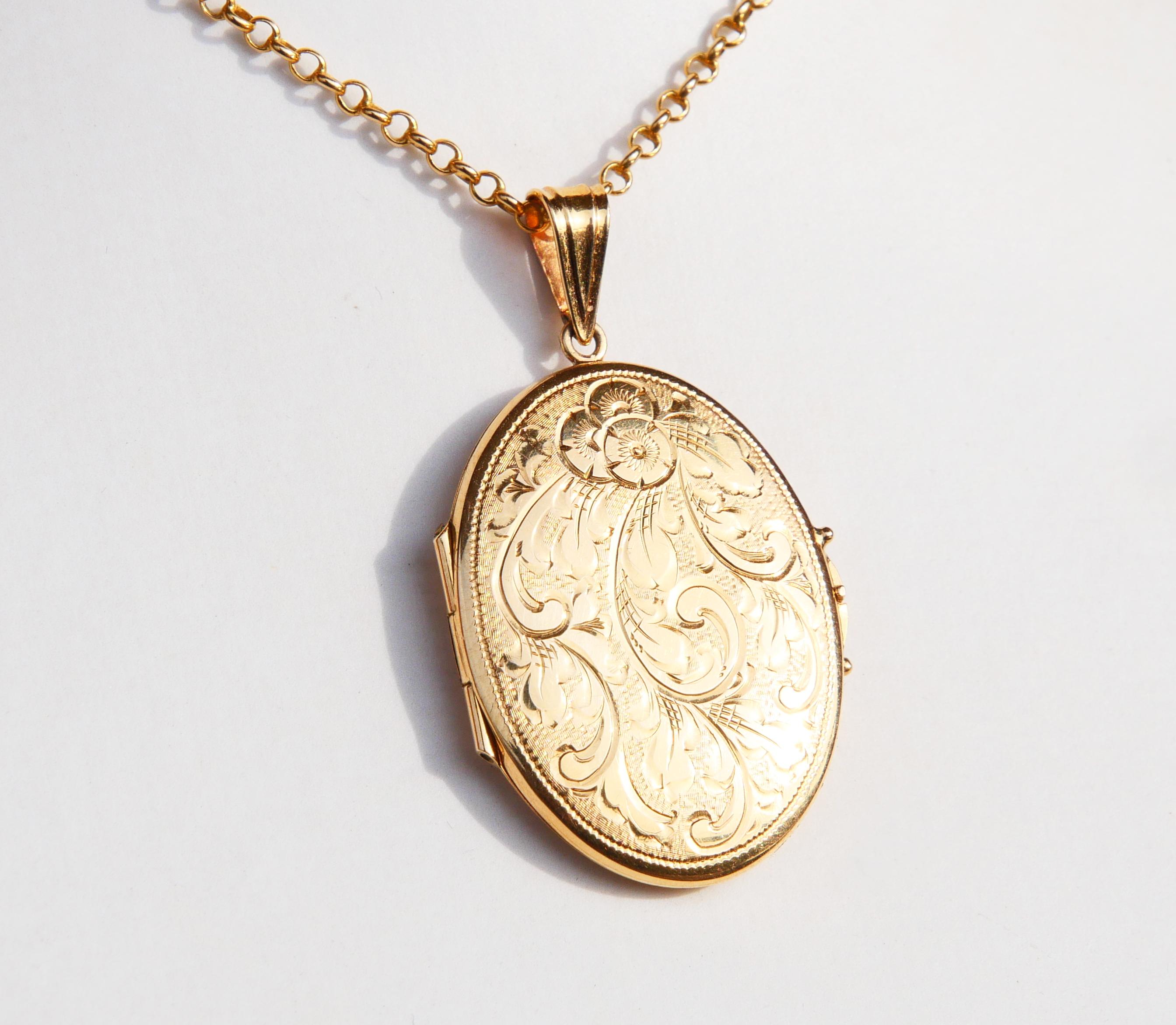 Rétro 1963 Pendentif Picture Locket or jaune 18K massif / 6.75 gr en vente