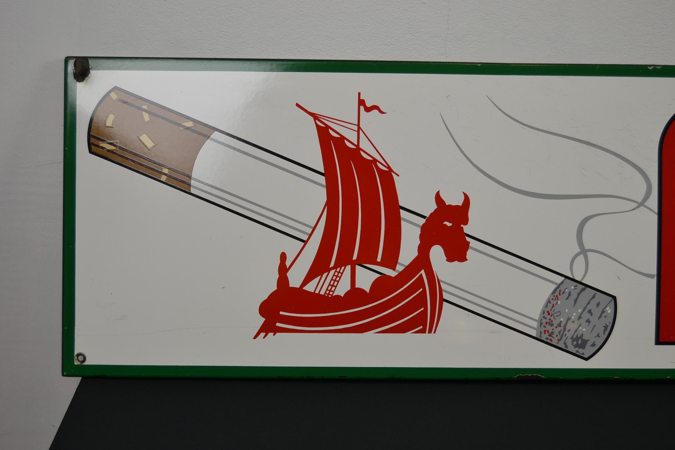 Mid-Century Modern 1963 Porcelain Sign for Cigarettes Armada