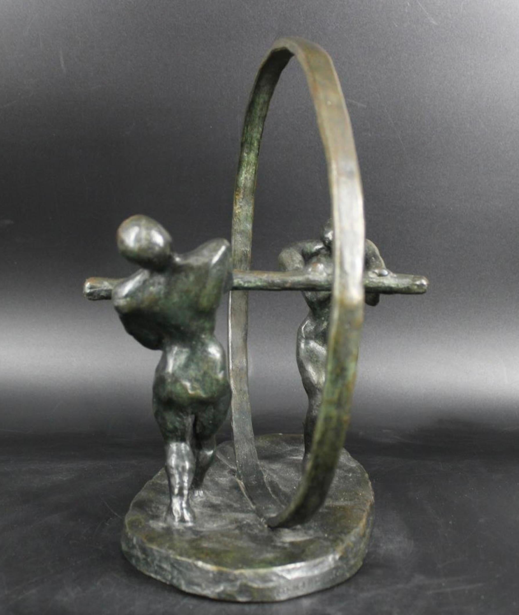 American 1963 Roman Bronze Works Figurative Bronze Signed J.E.M. For Sale