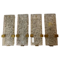 Vintage 1963 Serie of 4 Dallux Sconces Attributed to Serge Mouille Brass Glass St Gobain