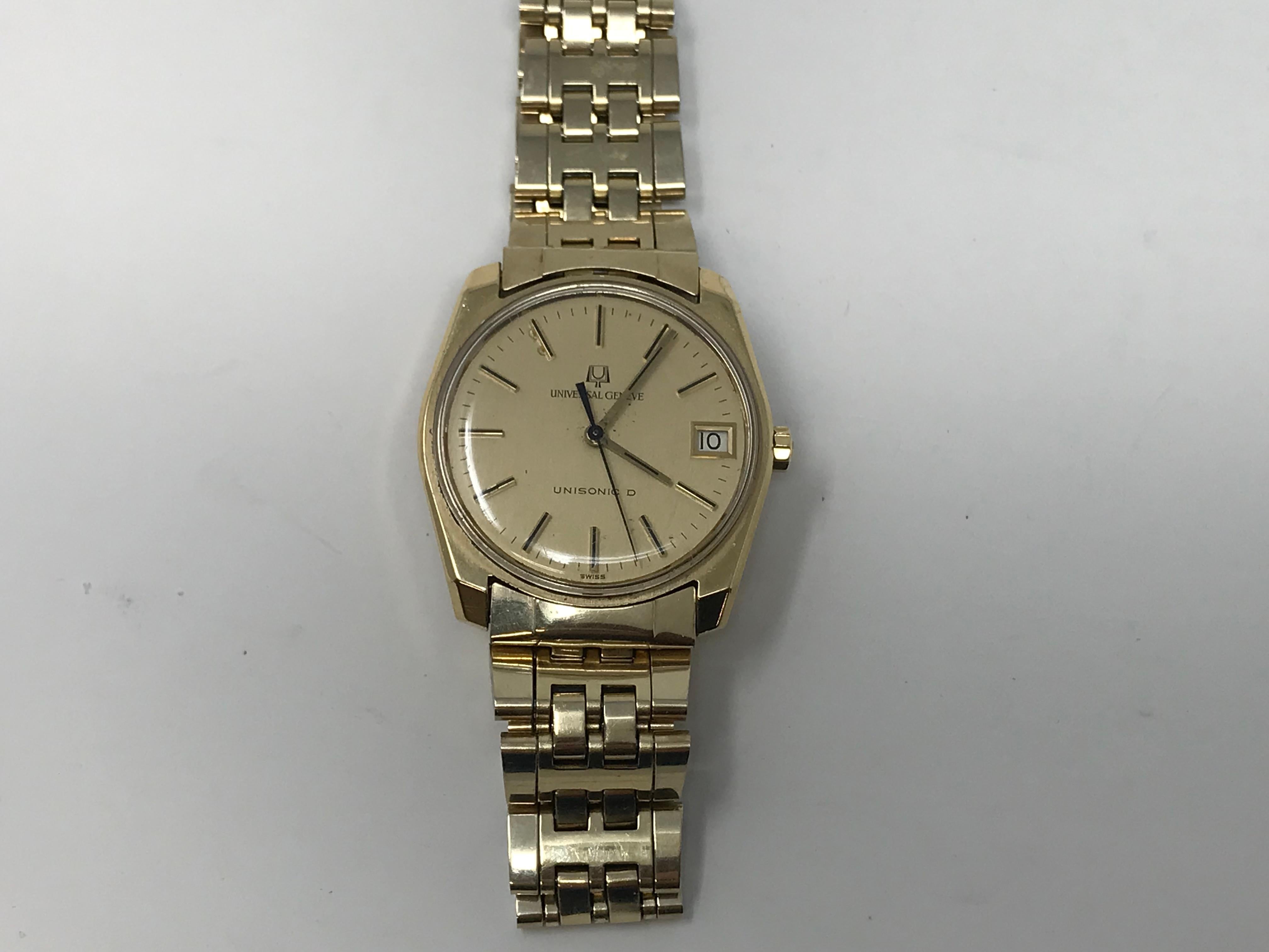 1963 Universal Geneve Unisonic D Watch 18k Gold Unisexe en vente