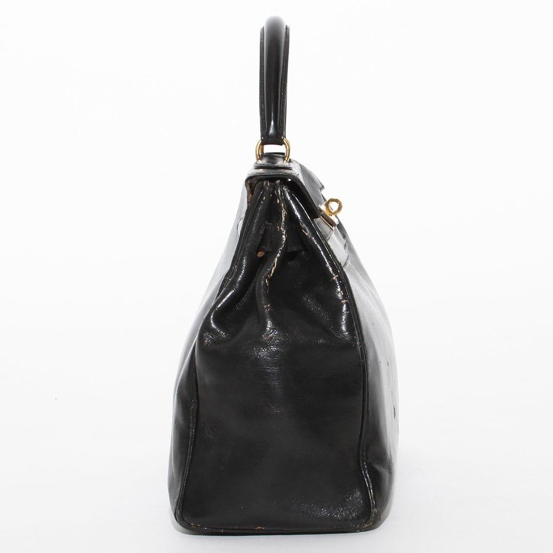Black 1963 Vintage Hermes Kelly Handbag