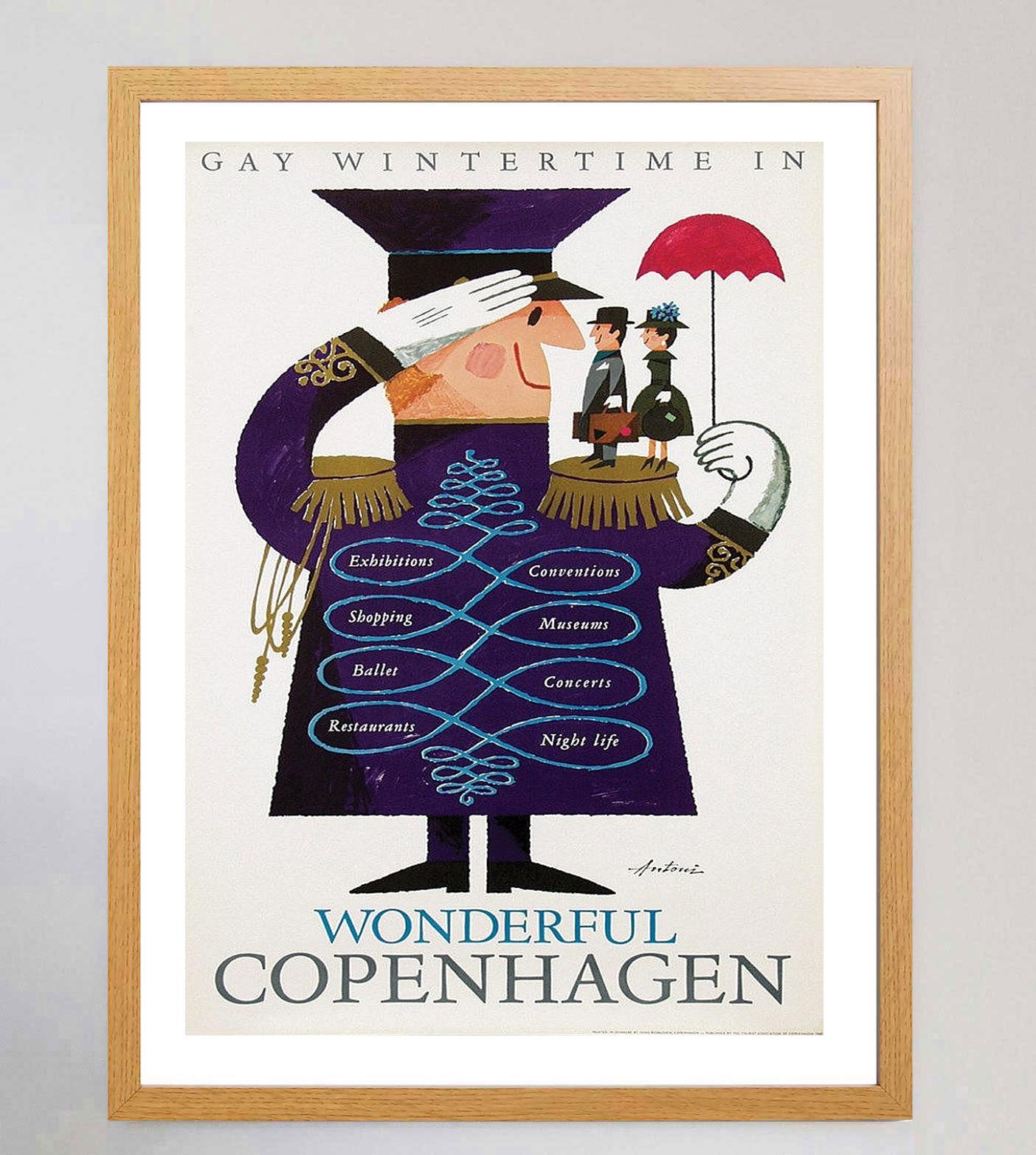 1963 Wunderschönes Kopenhagener Original-Vintage-Poster (Dänisch) im Angebot