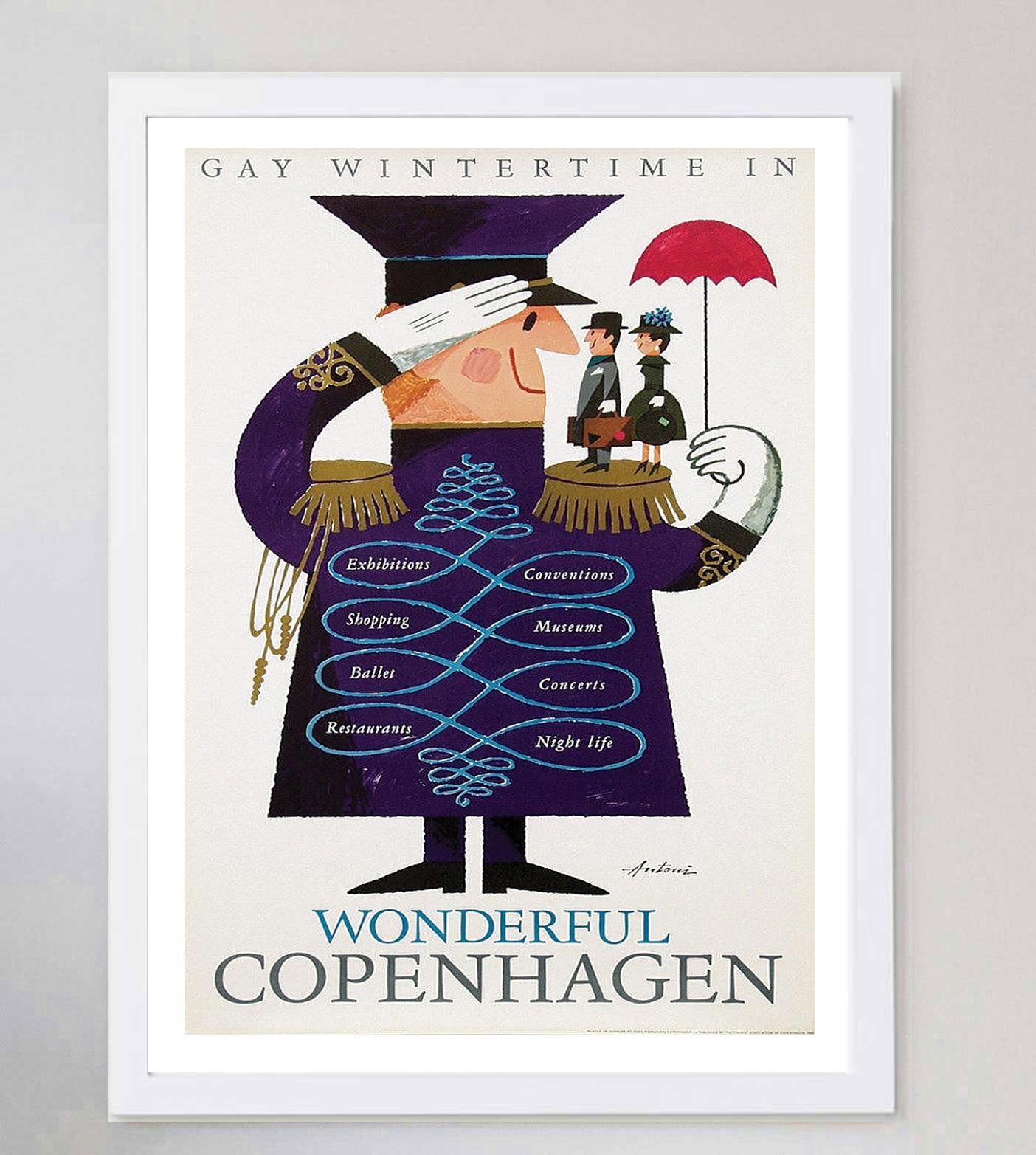 1963 Wunderschönes Kopenhagener Original-Vintage-Poster im Zustand „Gut“ im Angebot in Winchester, GB
