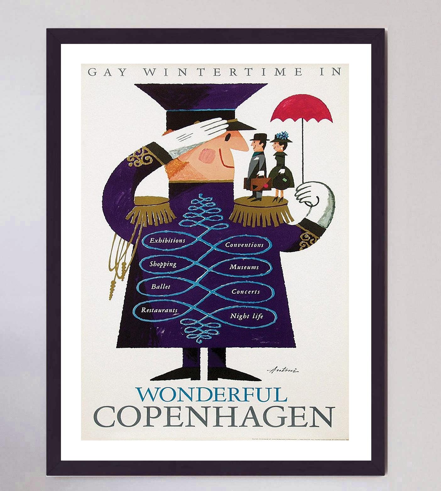1963 Wonderful Copenhagen Original Vintage Poster In Good Condition For Sale In Winchester, GB