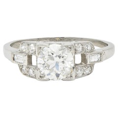 1964 1.07 CTW Diamond Platinum Vintage Buckle Engagement Ring