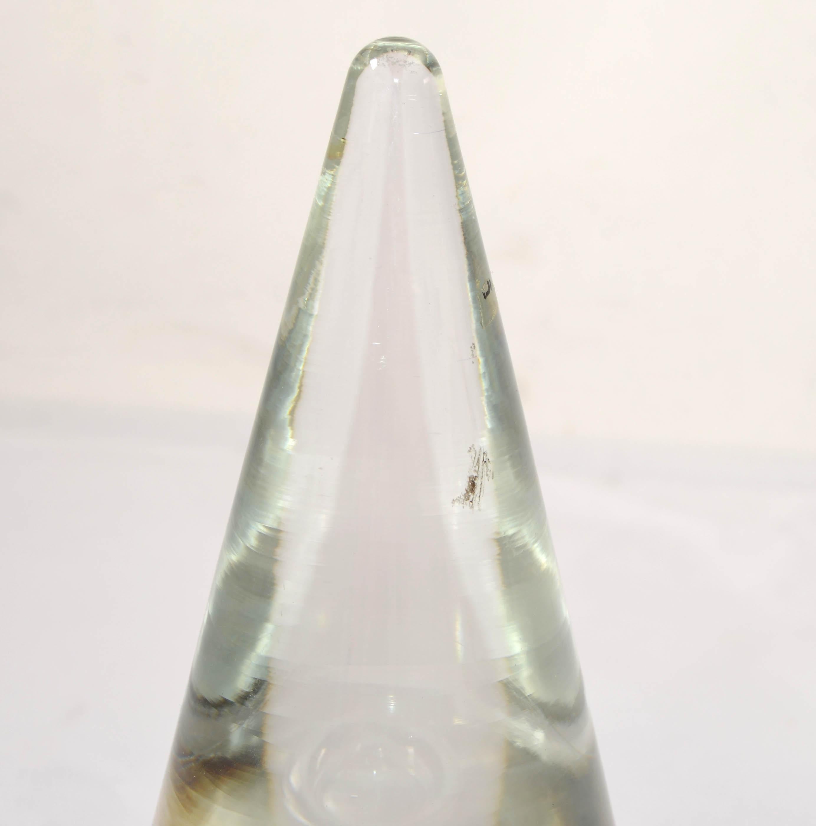 1964 Alfredo Barbini Obelisco redondo de vidrio soplado Italia Moderna de mediados de siglo Hecho a mano en venta