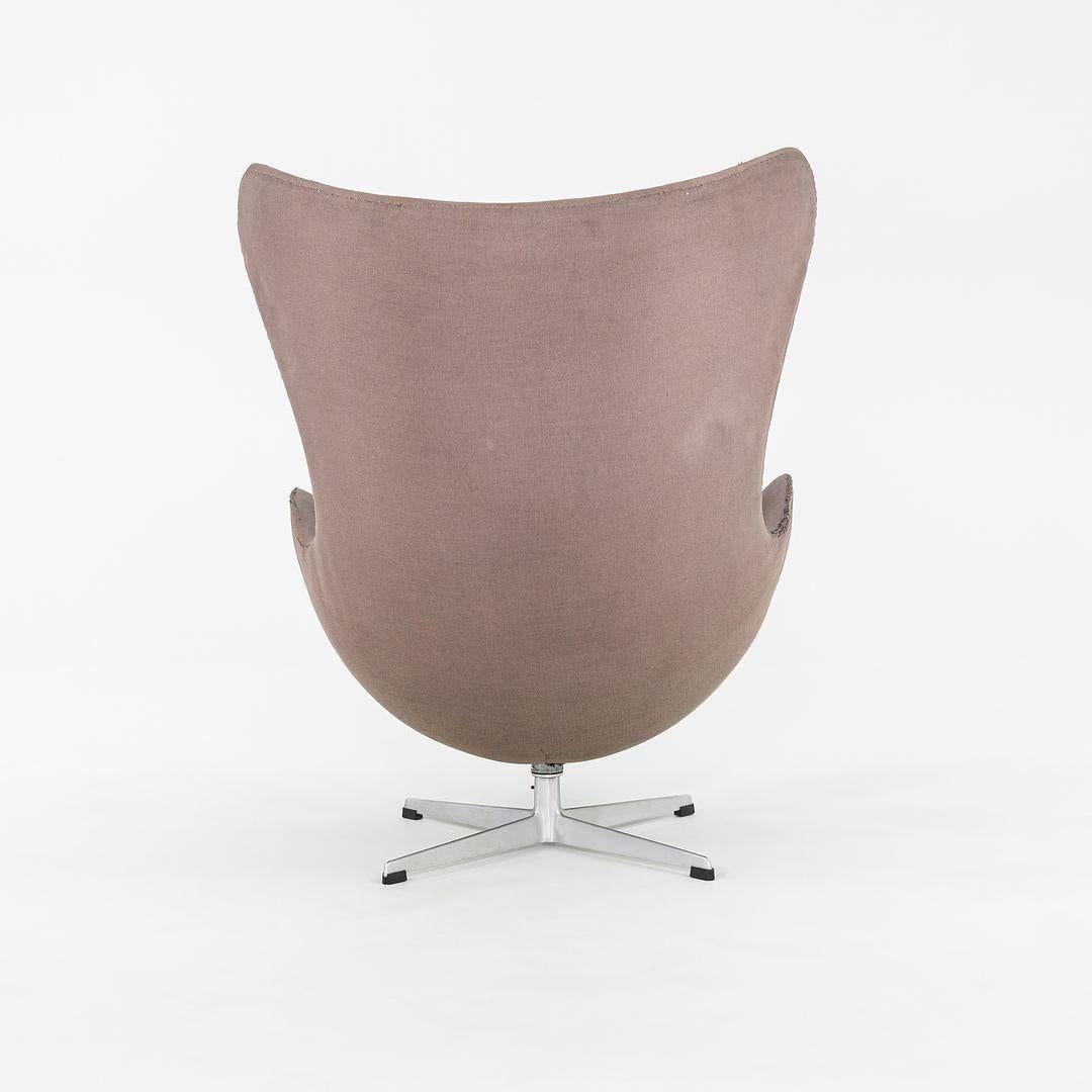 Modern 1964 Arne Jacobsen Egg Lounge Chair and Ottoman with Brown Fabric Upholstery For Sale