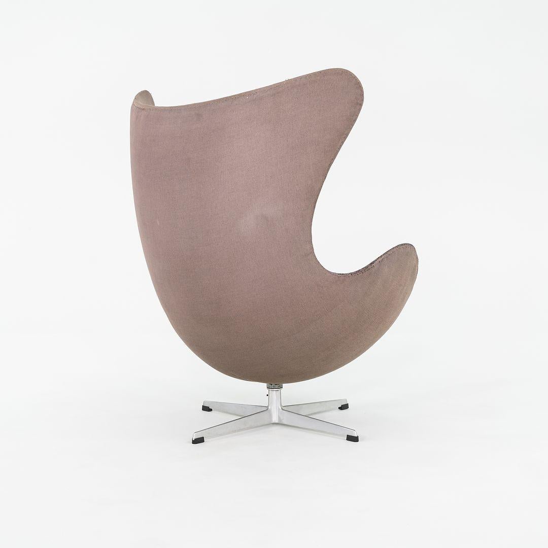 Danish 1964 Arne Jacobsen Egg Lounge Chair and Ottoman with Brown Fabric Upholstery For Sale