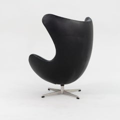 1964 Arne Jacobsen Egg Lounge Chair in Leather w/ Original Label, Model 3316