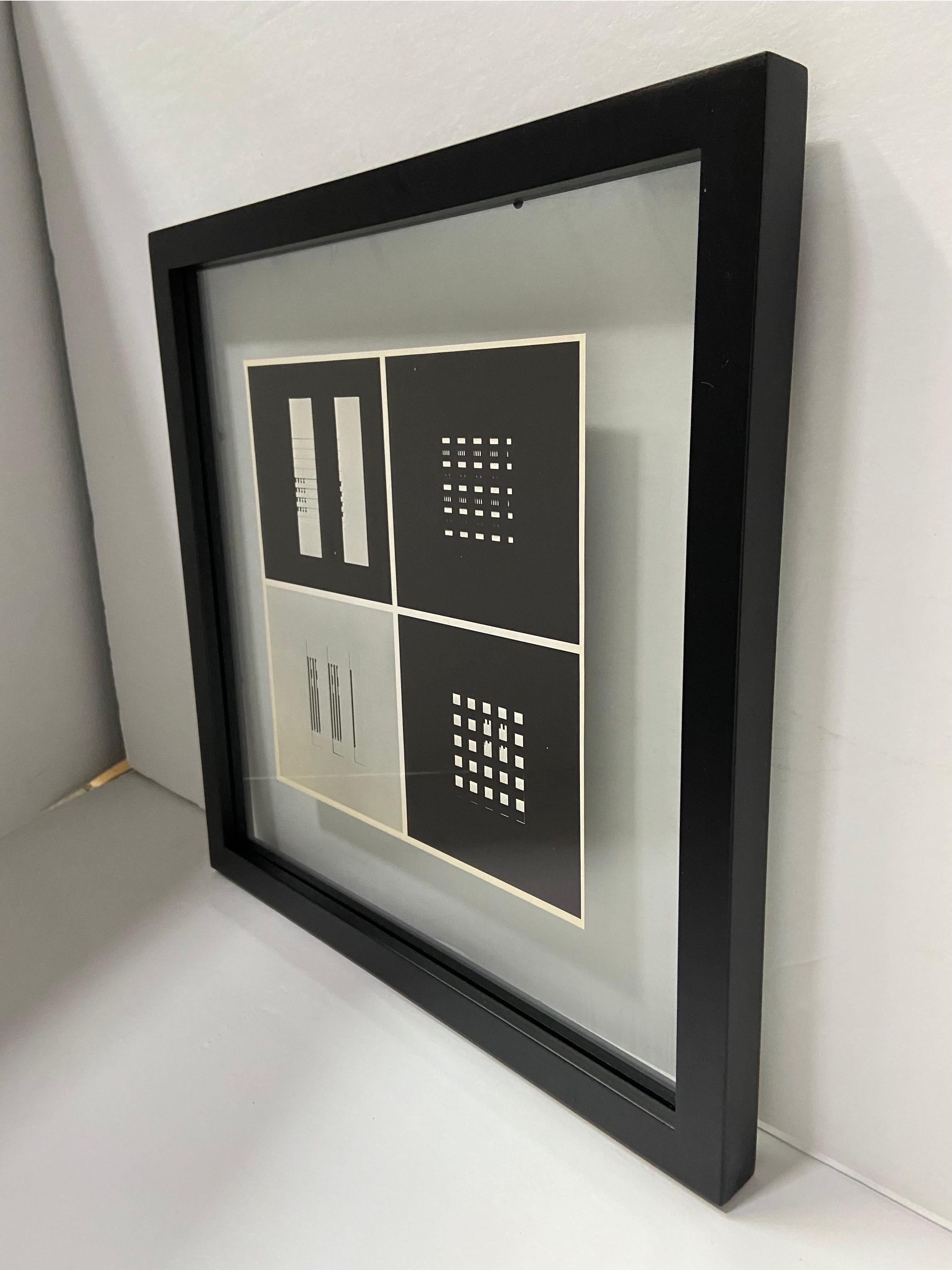 Mid-Century Modern 1964 Dieter Rot Double Sided Black and White Geometric Die Cut Print, Framed For Sale