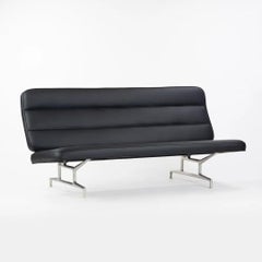 1964 Eames for Herman Miller 3473 Sofa with Fresh Black Naugahyde Upholstery
