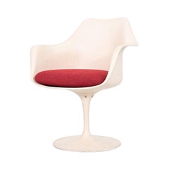 1964 Eero Saarinen for Knoll Tulip Dining Arm Chair with Red Seat