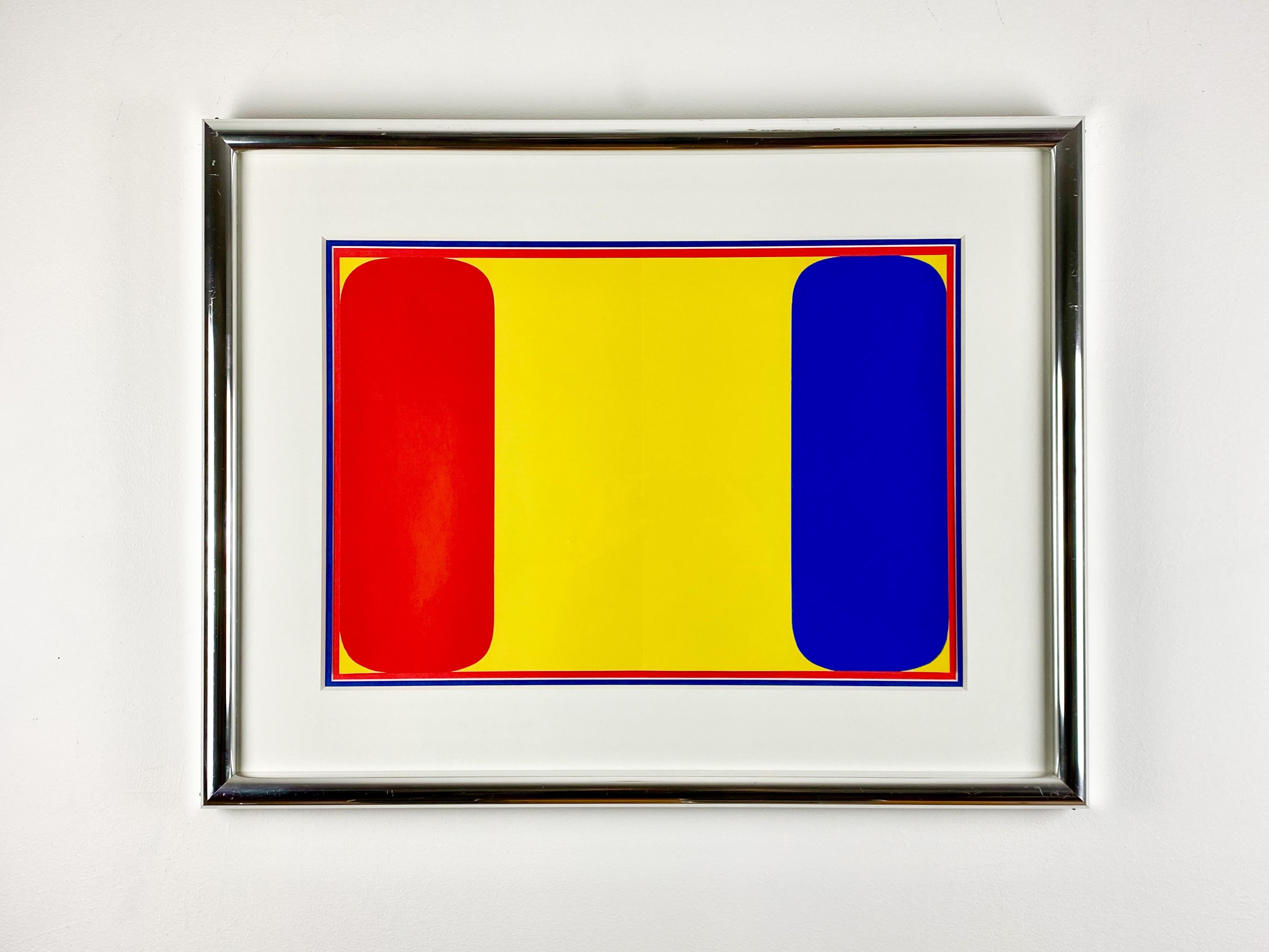 A color lithograph double leaf for the French art magazine, Derrière le Miroir, number 149, designed by Ellsworth Kelly (American, 1923 – 2015). This unsigned three-color lithograph is called 