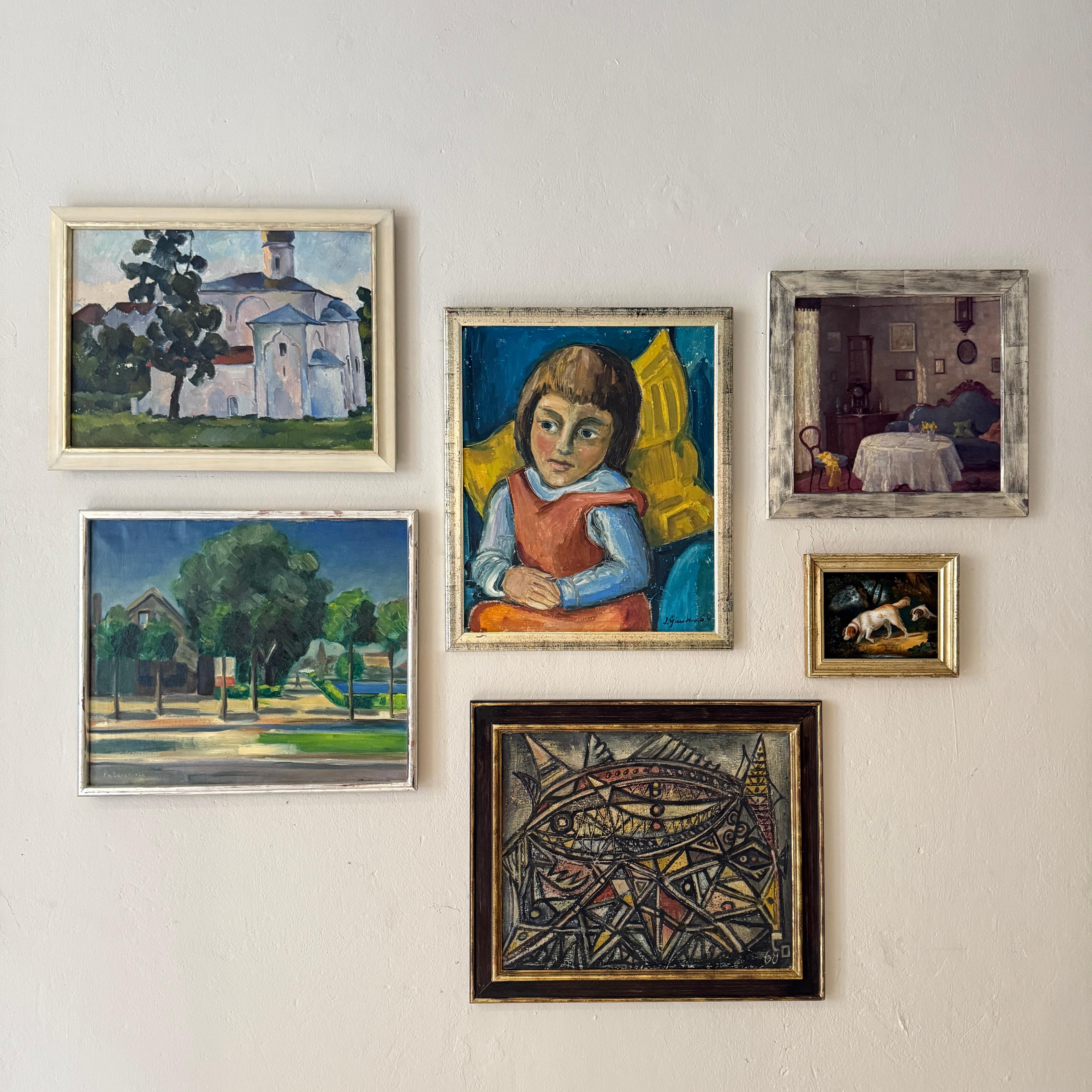 Une peinture expressionniste évocatrice d'une jeune fille, signée et datée de 1964. Le portrait capture l'enfant dans un moment de réflexion tranquille, le regard légèrement détourné, suggérant à la fois l'innocence et l'introspection. L'artiste